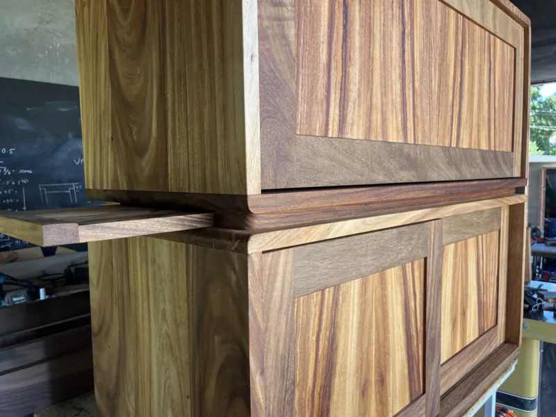 Wood sideboard with figured panels